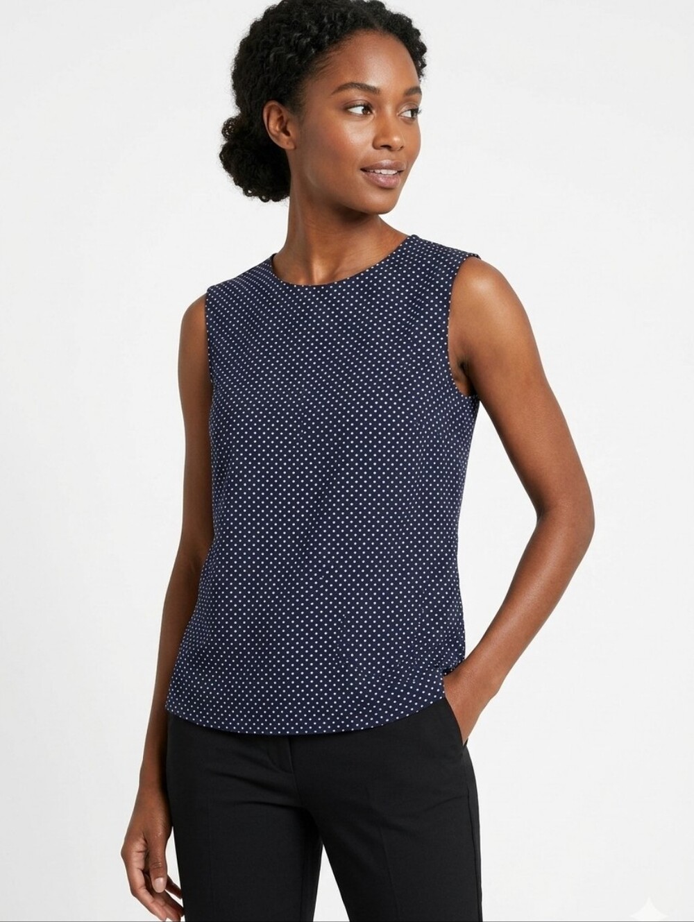 Koret Navy Polka Dot Sleeveless Top
